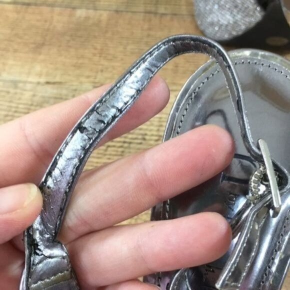 Nicole Miller Slingback High Heels Silver Metallic Womens 8 M Open Toe - Picture 10 of 13